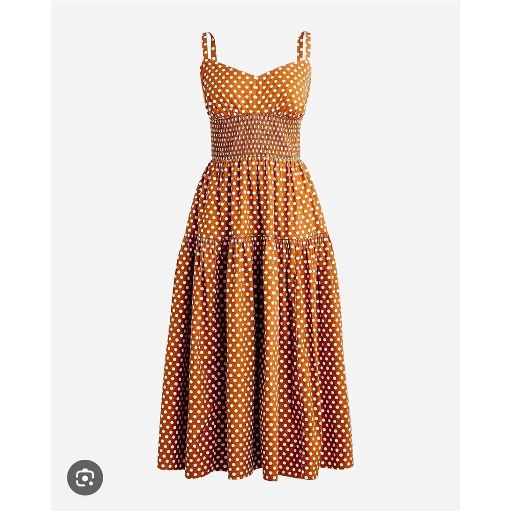 J.Crew Smocked sweetheart dress in classic dot 22 NWT Bk959